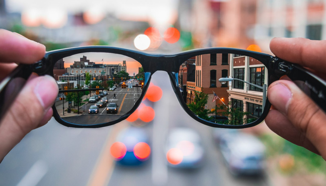 sunglasses highway reflection during day