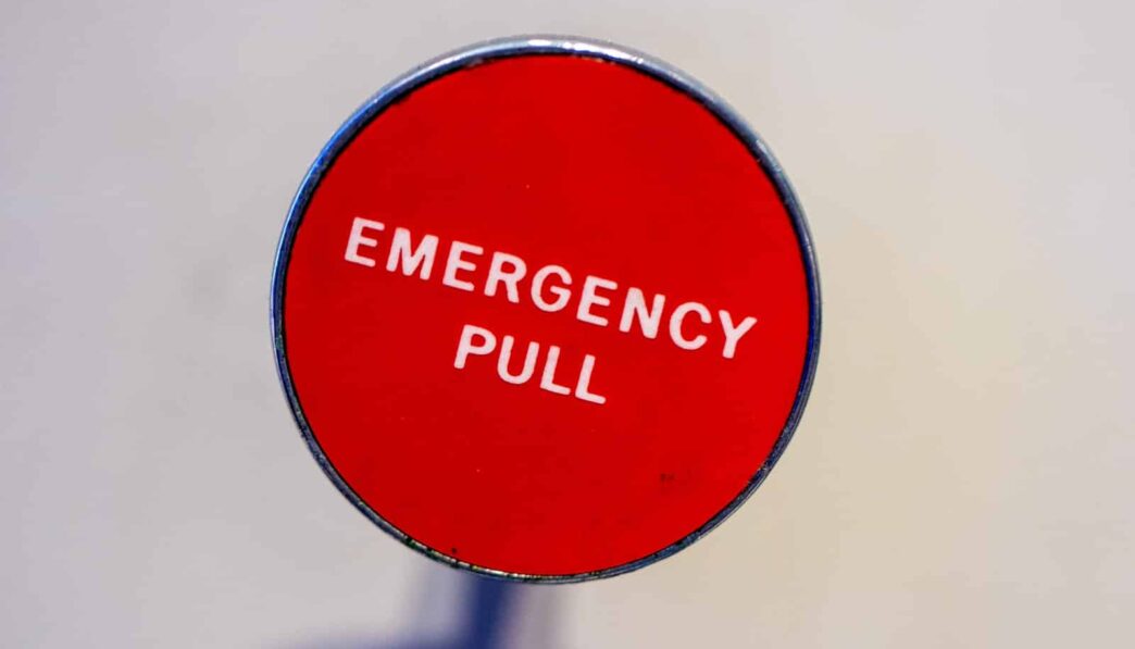 red Emergency Pull lever