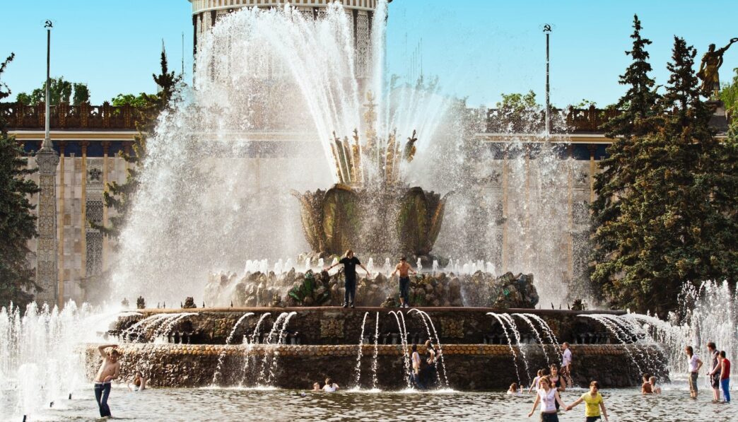 water fountain in front of building